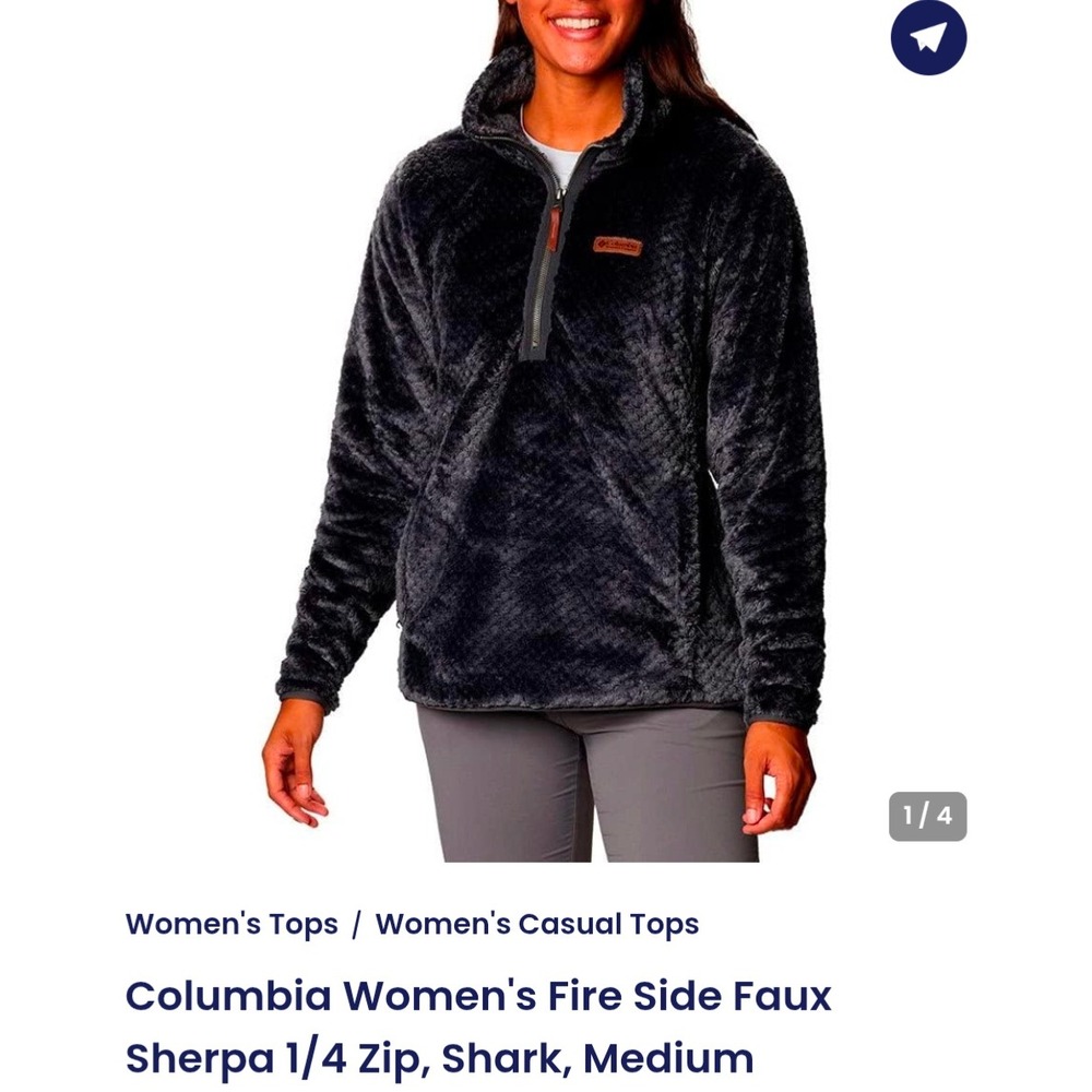 Columbia Womens Fire Side II Sherpa Fleece 1/4 Zip Pullover Nocturnal Blue Large - Picture 4 of 12